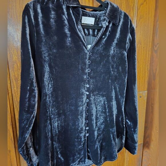 J Crew Black Velvet Button-Up Shirt NWT SZ 0 - Picture 7 of 16